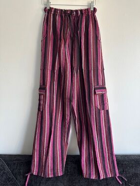 Peru/Ecuador Handmade Cotton Boho Pink Pants Joggers Size XL